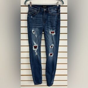 Judy Blue Distressed Skinny Fit Jeans - Size 3/26 Patchwork Stretch